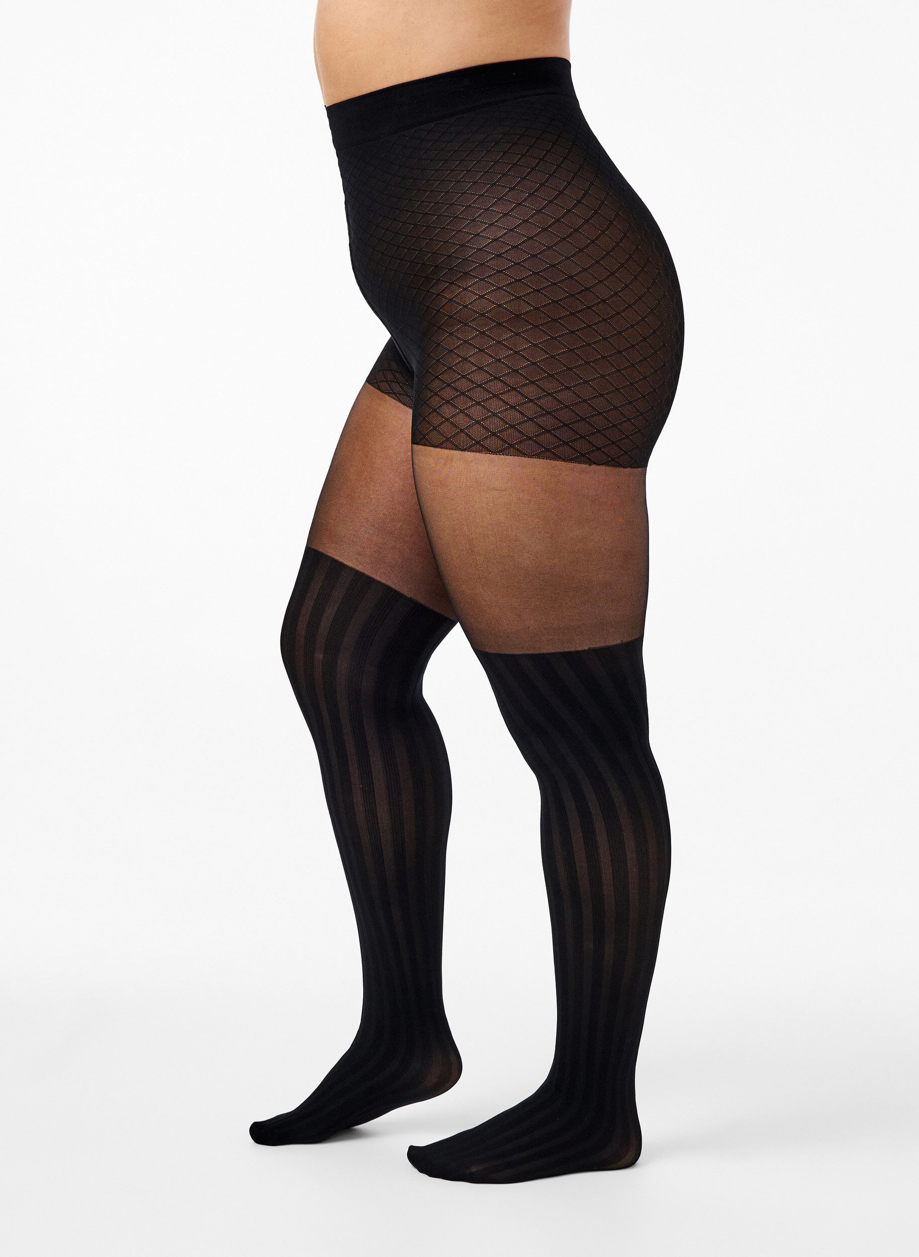 Zizzi Overknee-look panty in 50 denier, Black, Model image number 0