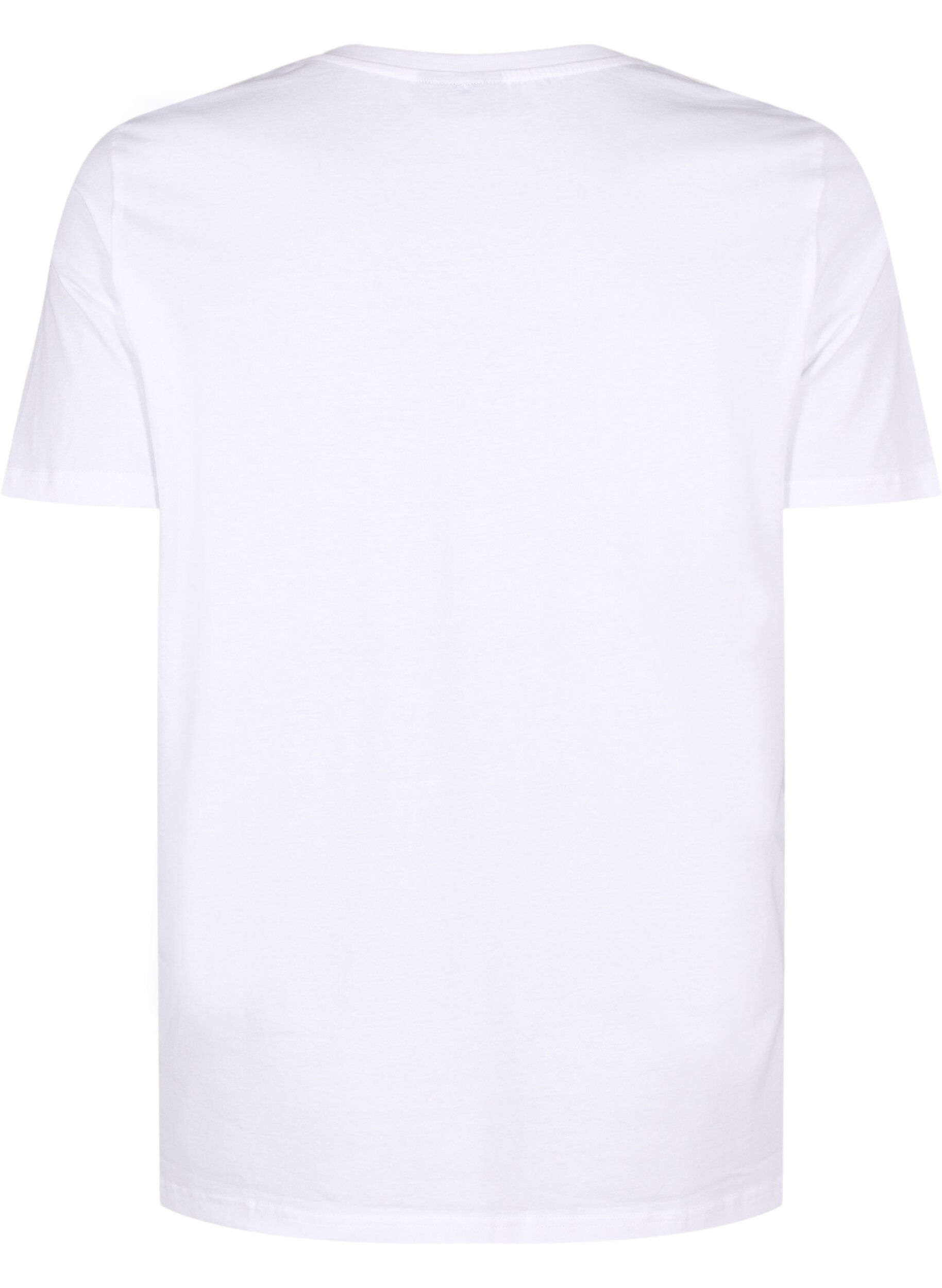 Zizzi T-shirt van biologisch katoen met strikdetail, Bright White, Packshot image number 1