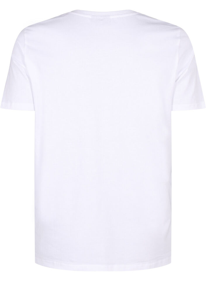 T-shirt van biologisch katoen met strikdetail, Bright White, Packshot image number 1