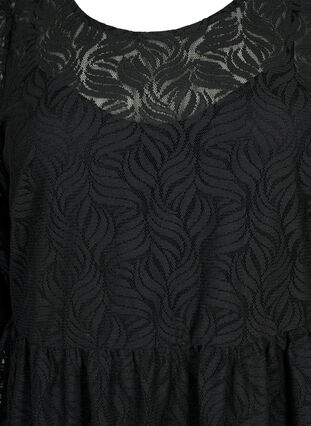 Kanten jurk met driekwartmouwen, Black, Packshot image number 2