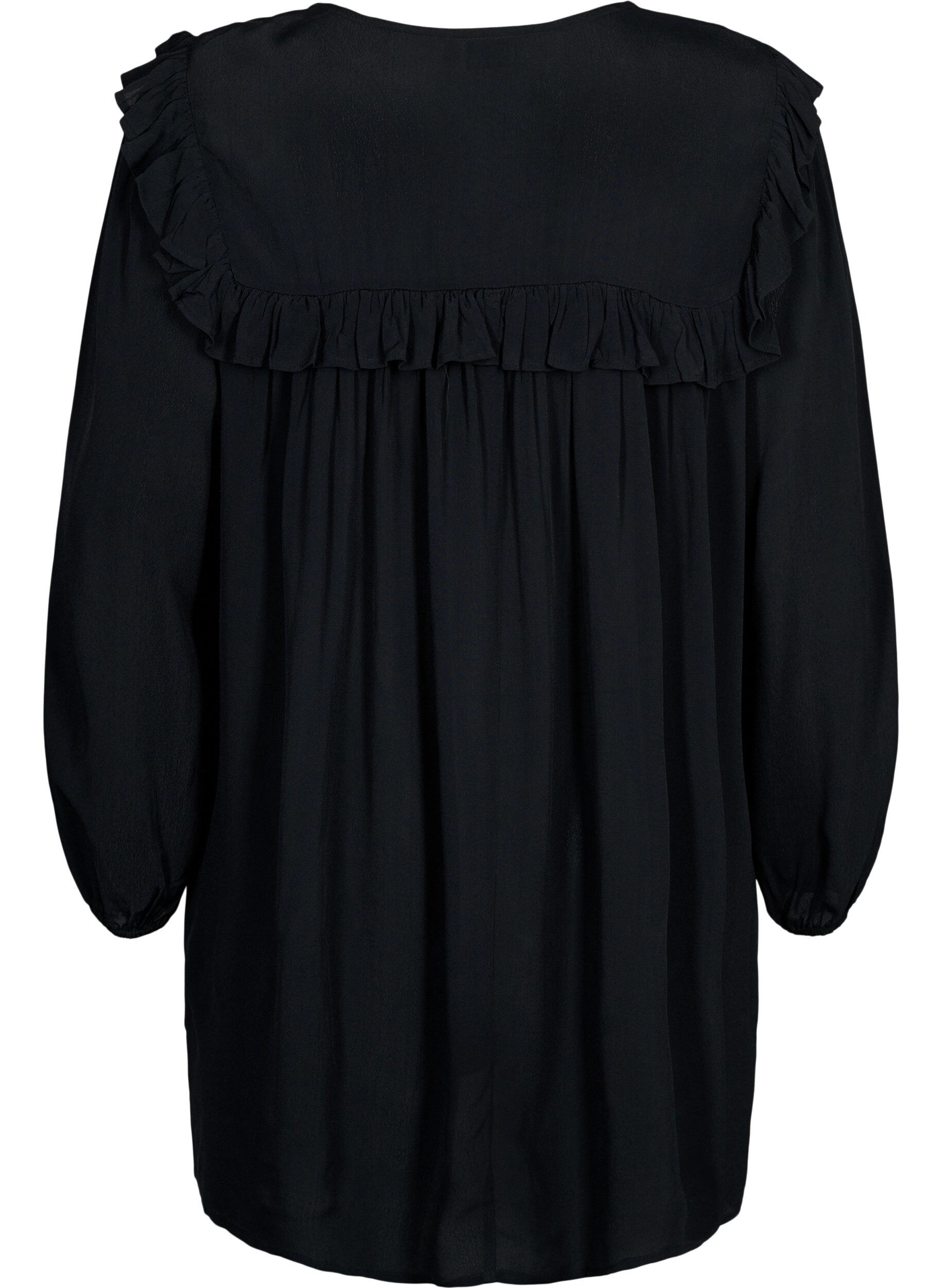 Zizzi Tuniek van viscose met ruches, Black, Packshot image number 1