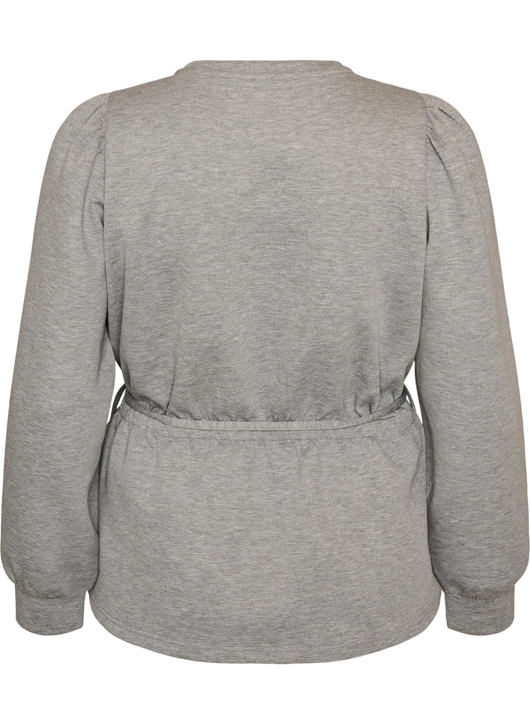 ZizziBlouse met strik en pofmouwen, Grijs, Packshot image number 1