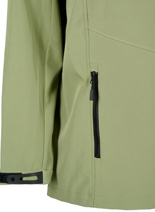 Korte softshell jas met zakken, Oil Green, Packshot image number 3