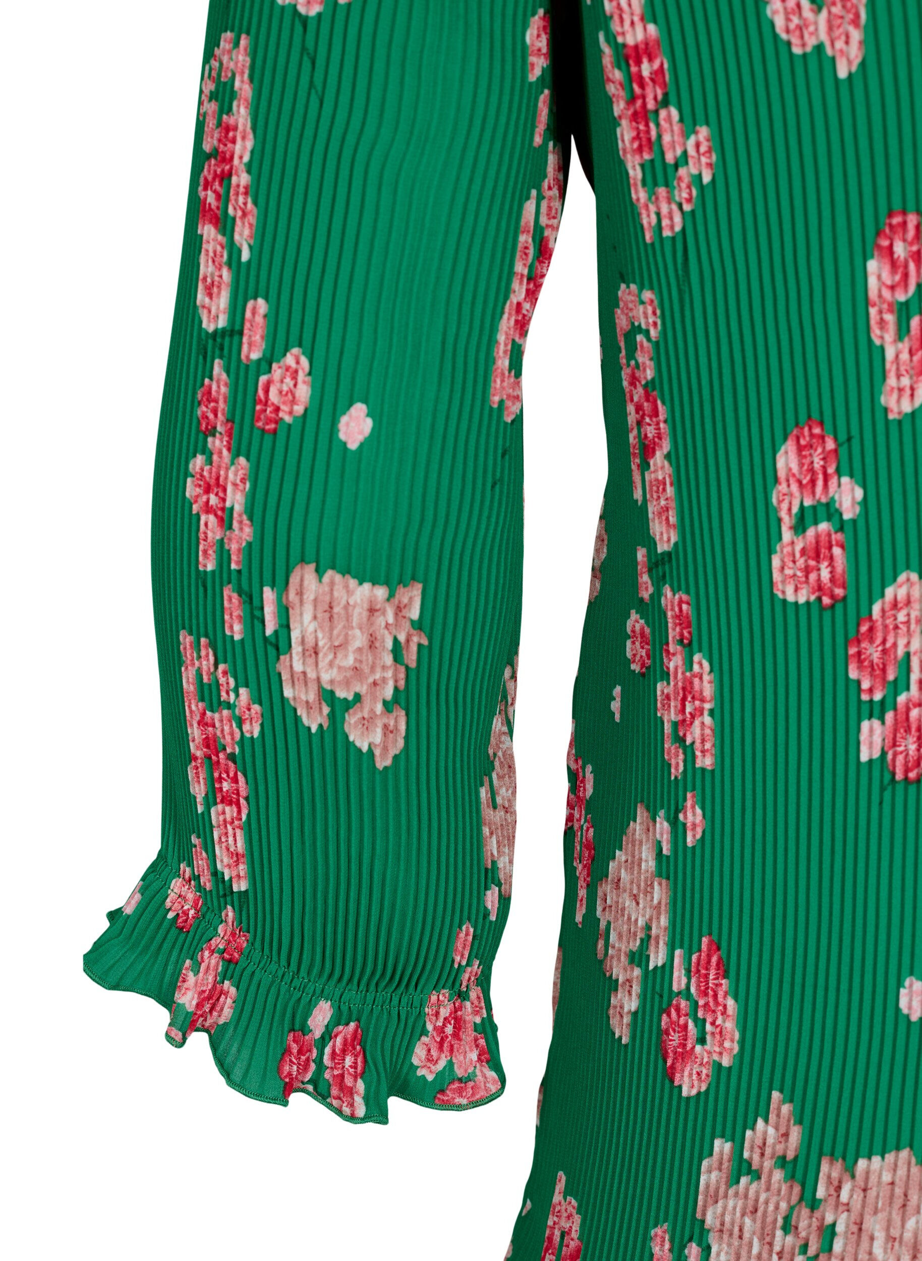 Zizzi Geplooide blouse met 3/4 mouwen, Jolly Green Flower, Packshot image number 3