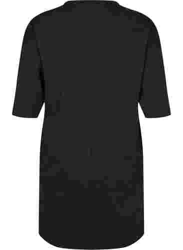 Gemêleerde jurk met 3/4 mouwen en v-hals, Dark Grey Mel., Packshot image number 1