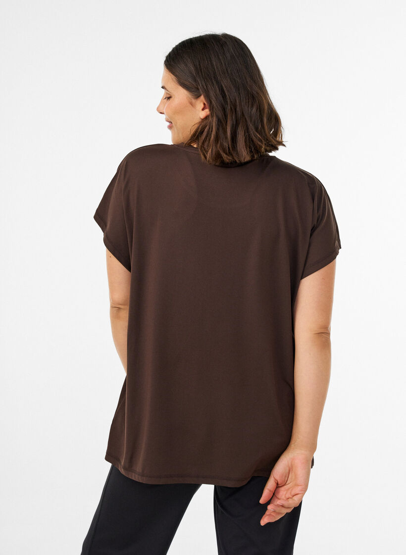 Effen gekleurd trainingsshirt, Bruin, Model image number 2