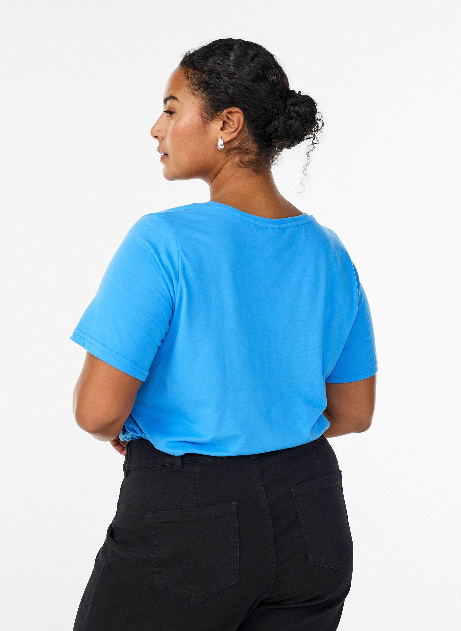 Zizzi FLASH - T-shirt met print, Blauw, Model image number 2