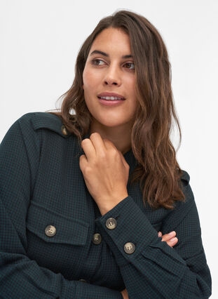 Lange geruite blouse jas in katoen, Ponderosa Pine, Model image number 2