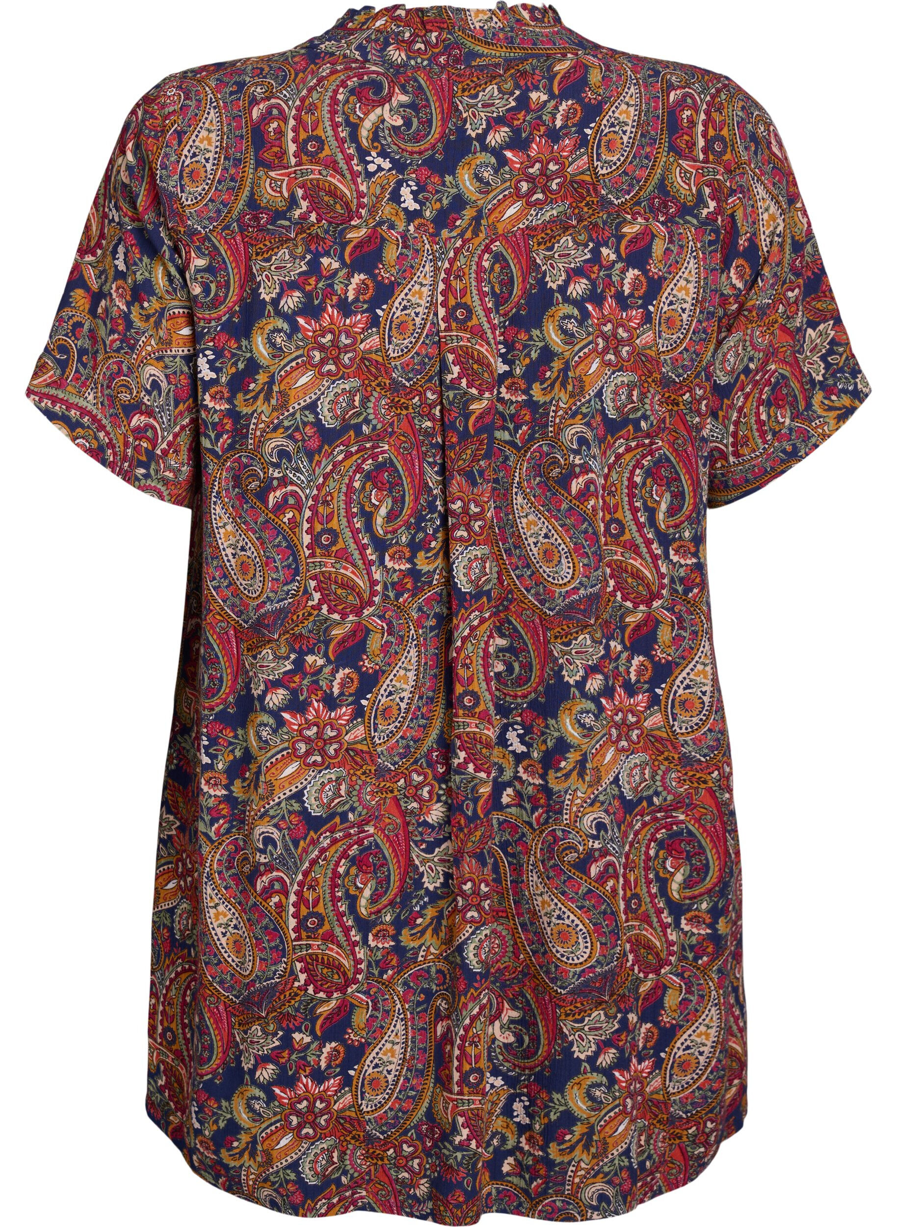 Zizzi Tuniek met korte mouwen en paisleyprint, Blauw, Packshot image number 1
