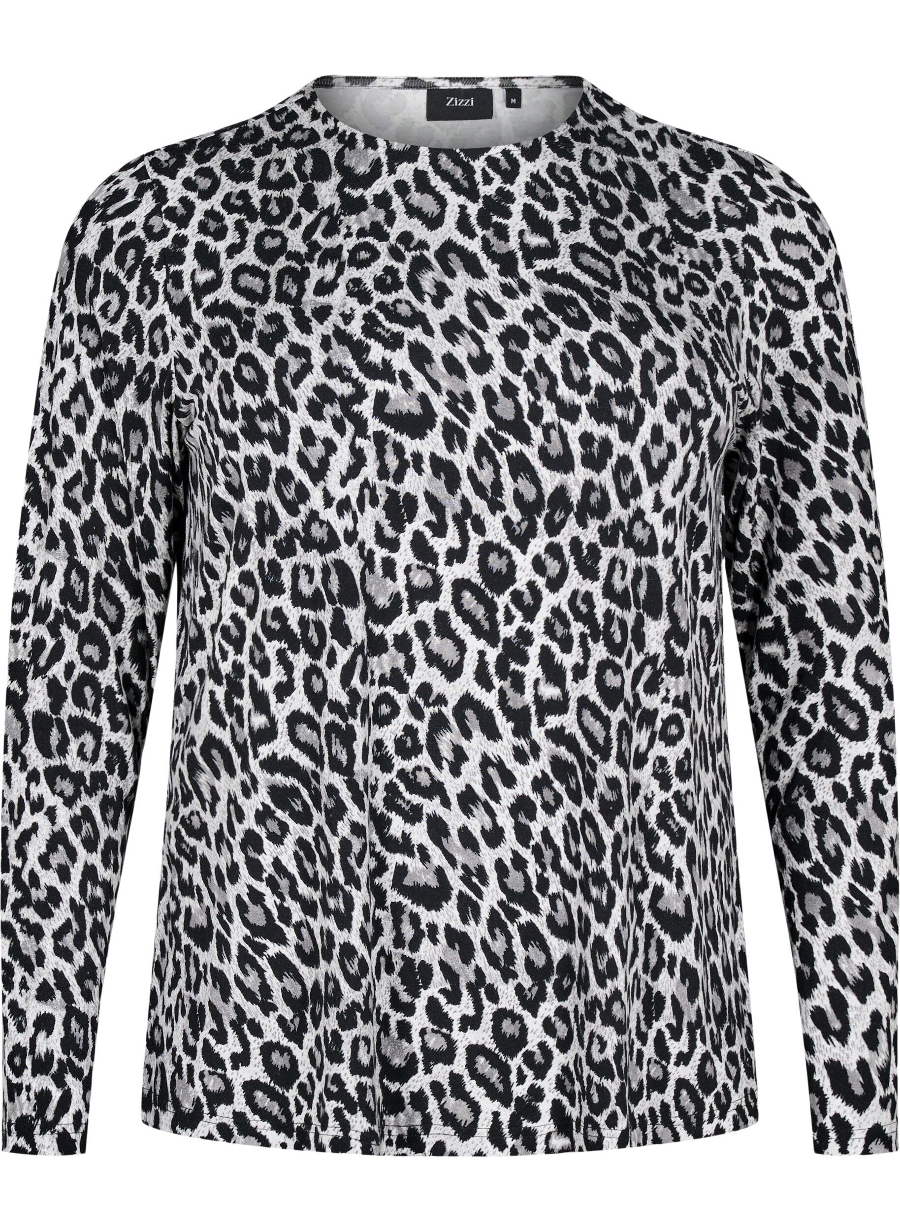 Zizzi Gestreepte blouse met lange mouwen, Grijs, Packshot image number 0