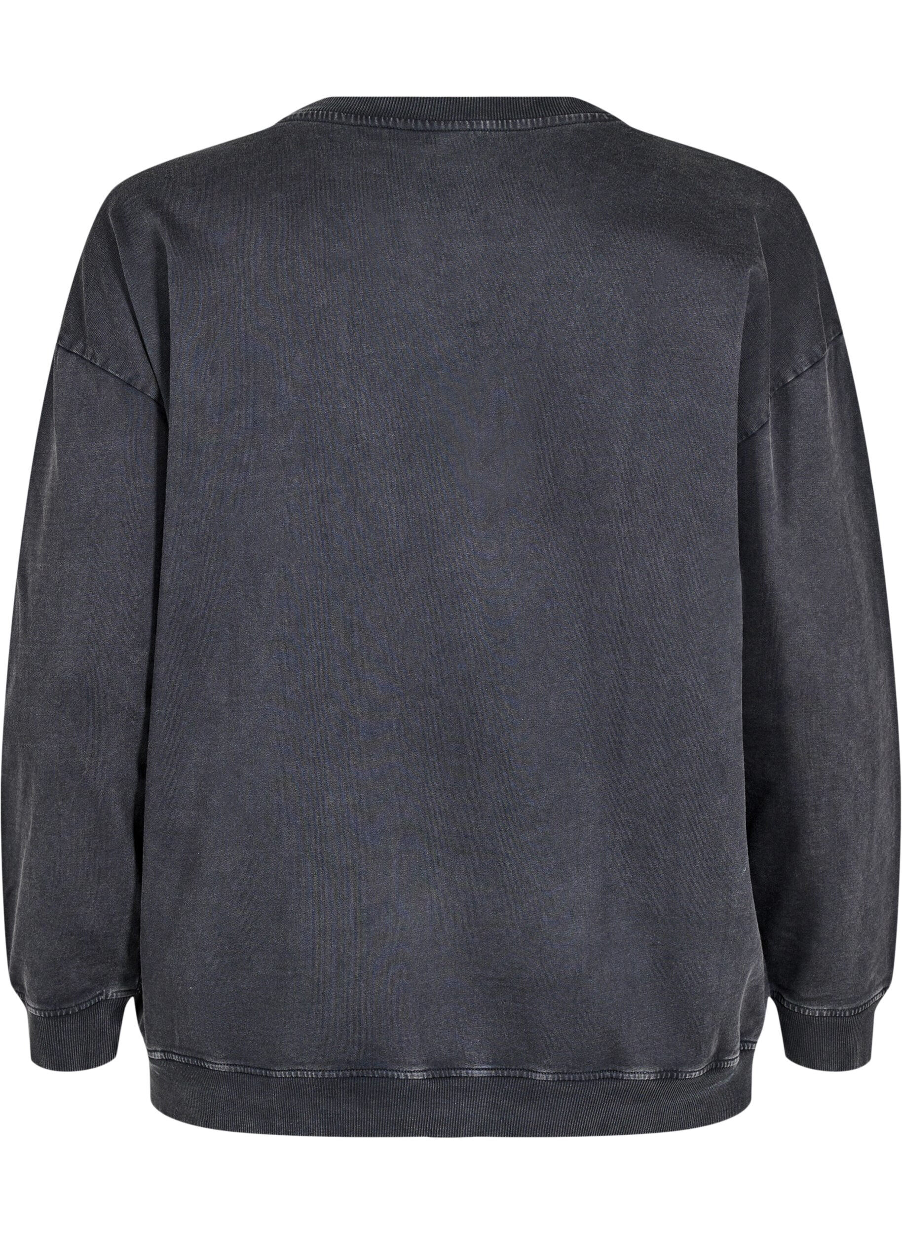 Zizzi Losvallend sweatshirt met gewassen look, Grijs, Packshot image number 1