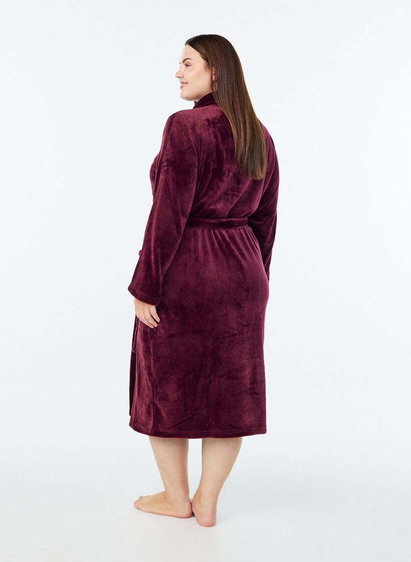 Kamerjas in zachte velour met zakken, Donker Bordeaux, Model image number 1
