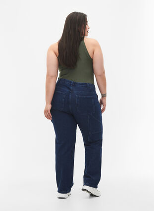 Cargo jeans met rechte pijp, Dark blue, Model image number 1