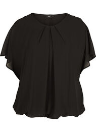 Korte blouse met losse mesh mouwen, Black
