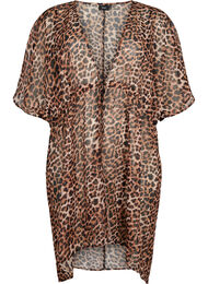 Strand kimono met print, Leopard