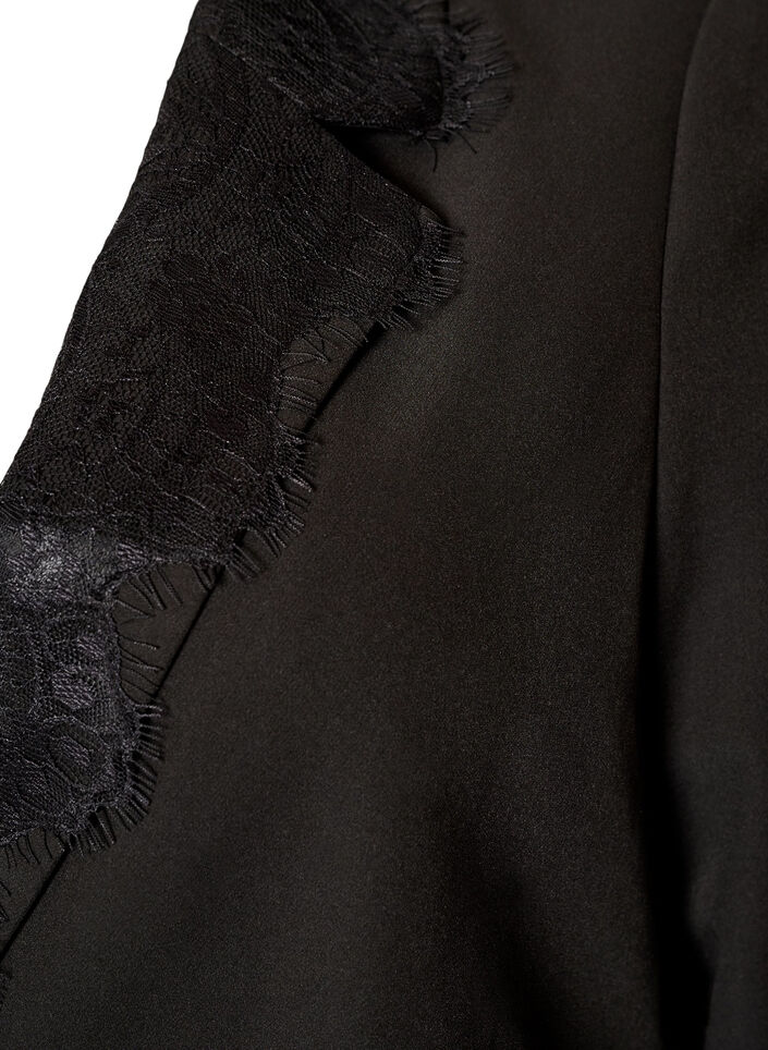 Blazer met kanten rand, Zwart, Packshot image number 2