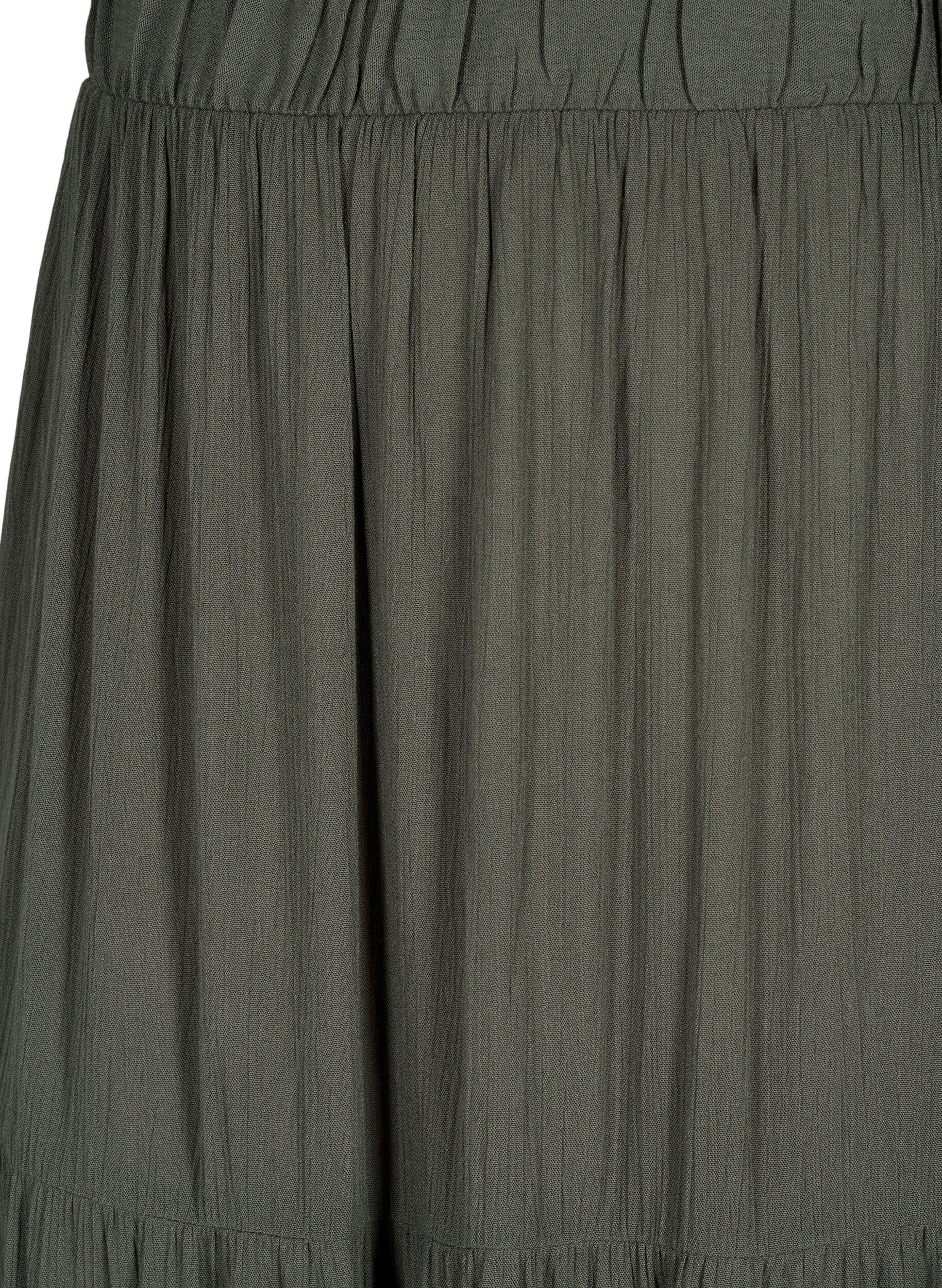 ZizziLange rok met elastiek in de taille, Groen, Packshot image number 2