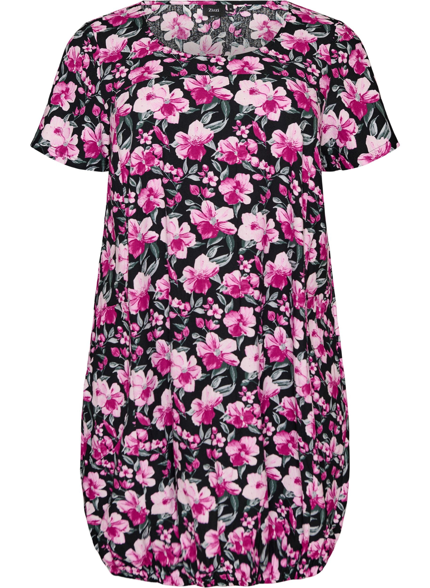 Katoenen jurk met korte mouwen en print