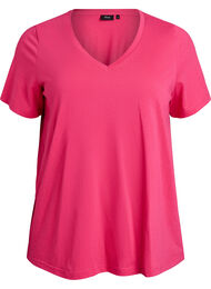 T-shirt met korte mouwen en V-hals, Roze