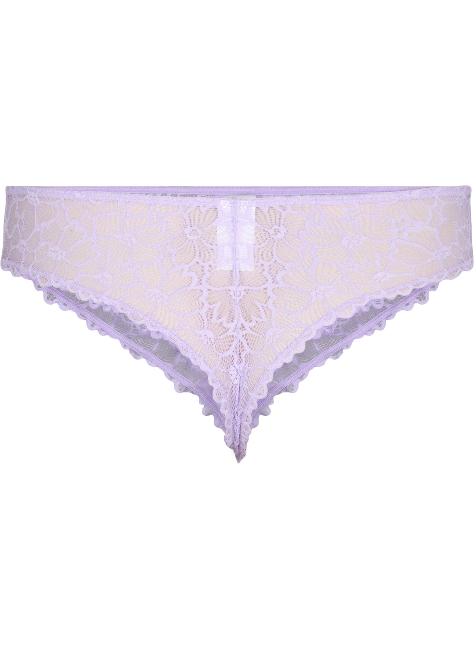 ZizziString van gebloemde kant met normale taille, Paars, Packshot image number 1