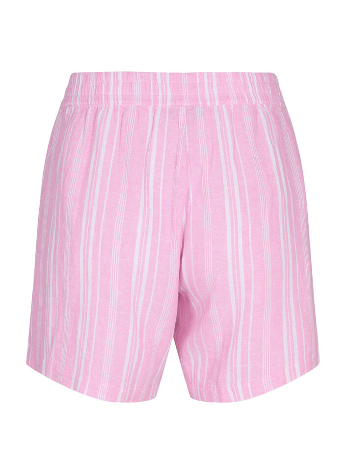 Gestreepte korte broek van linnen en viscose, Roze, Packshot image number 1