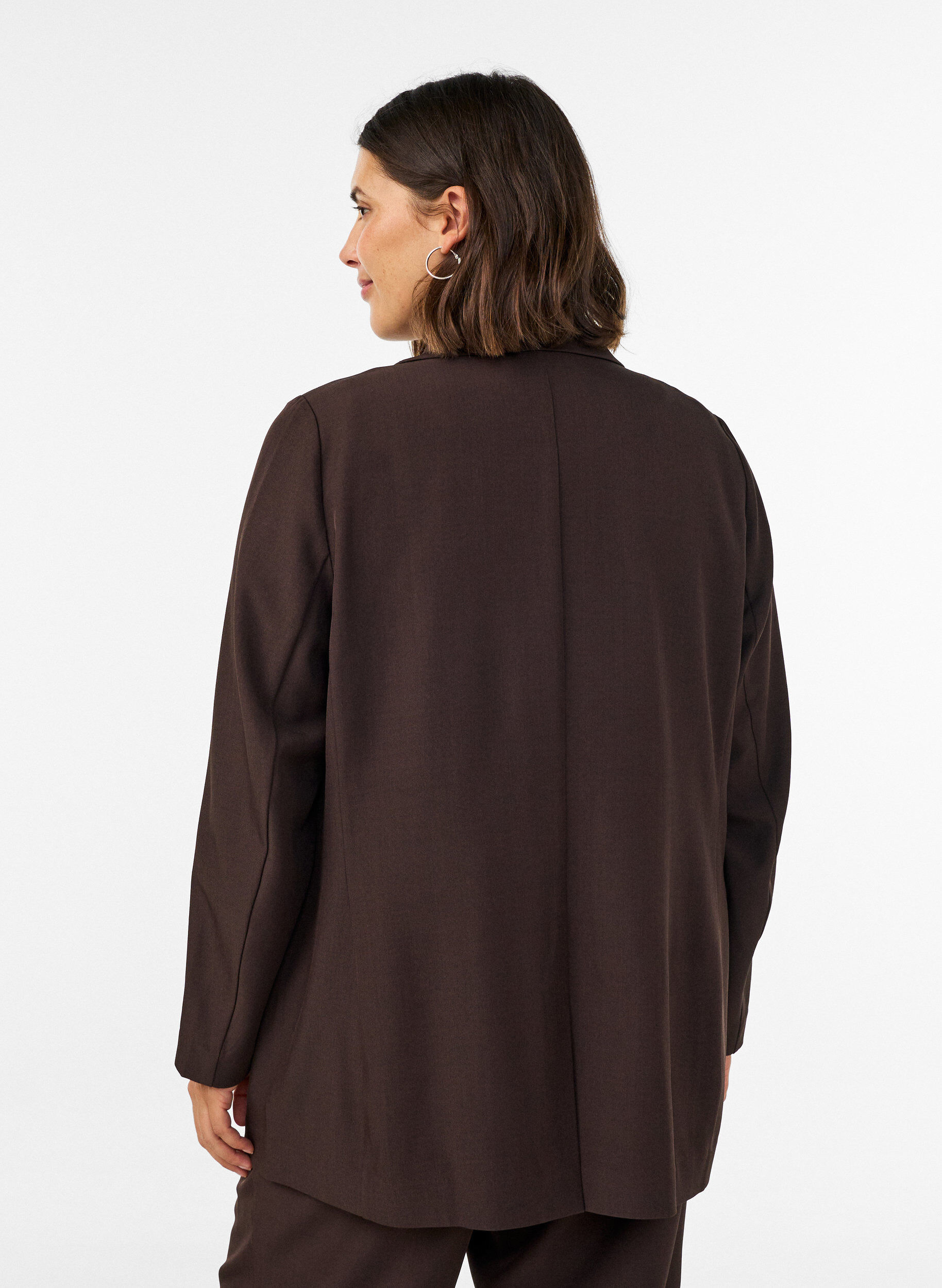 ZizziBlazer met zakken en splitten, Bruin, Model image number 2