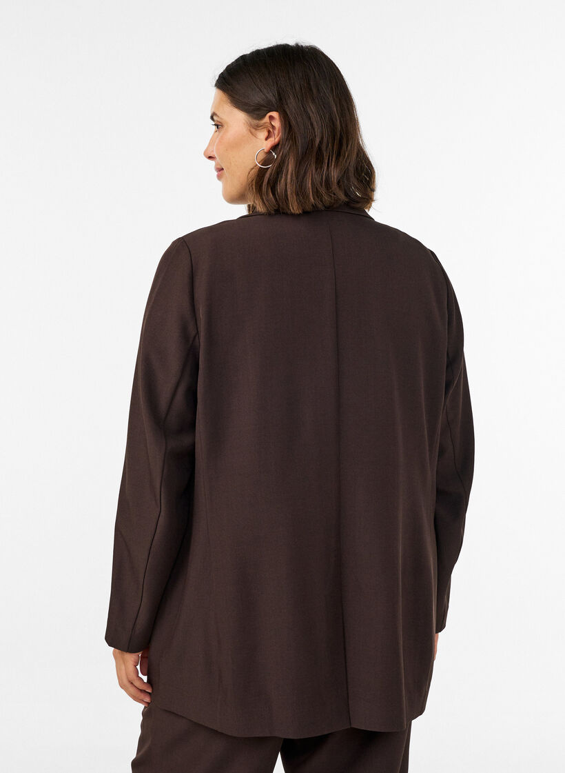 Blazer met zakken en splitten, Bruin, Model image number 2