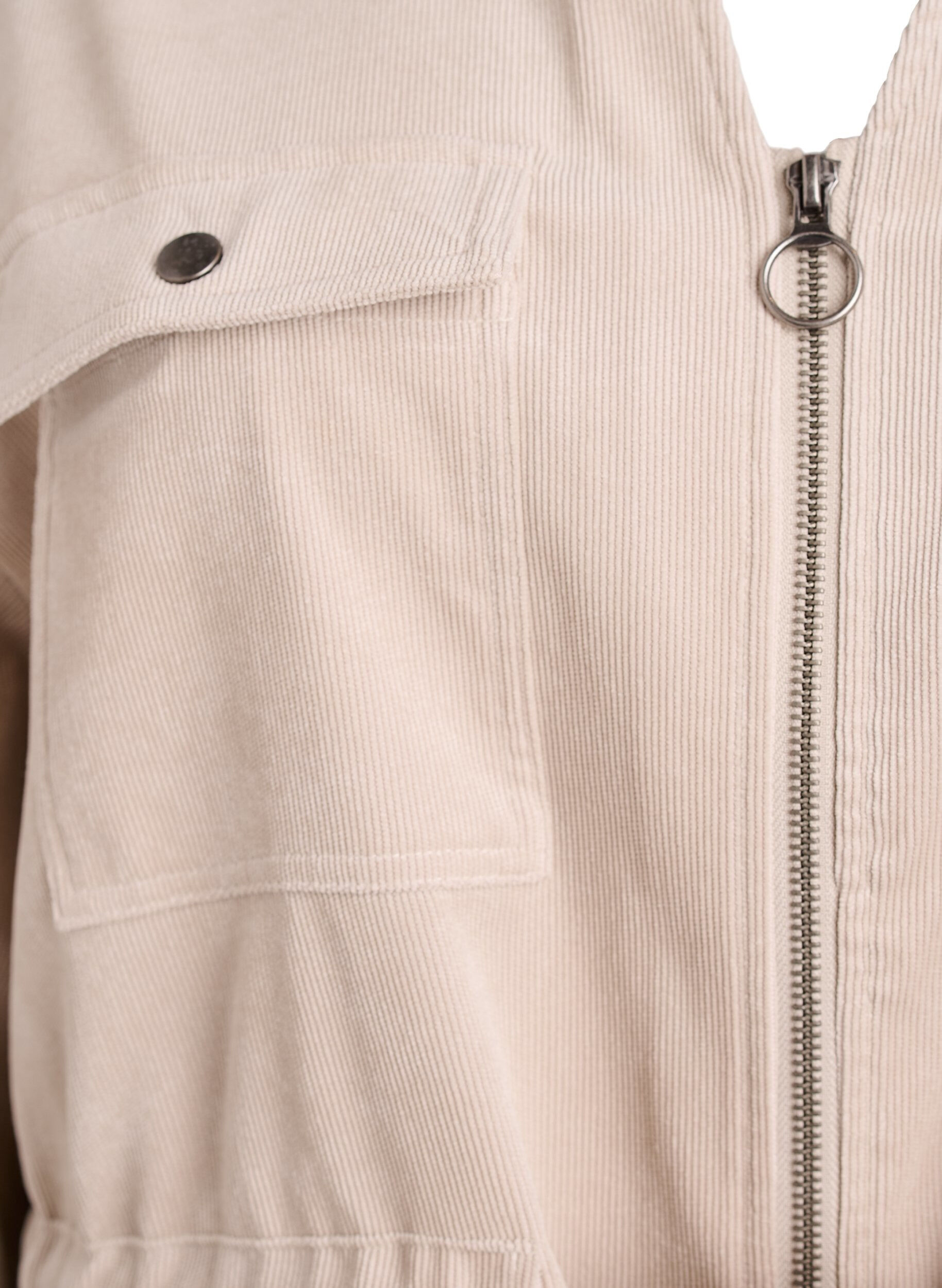 Zizzi Corduroy shacket met strikceintuur en zakken, Beige, Packshot image number 2