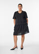 Korte rok met broderie anglaise en elastische tailleband, Zwart, Model image number 0