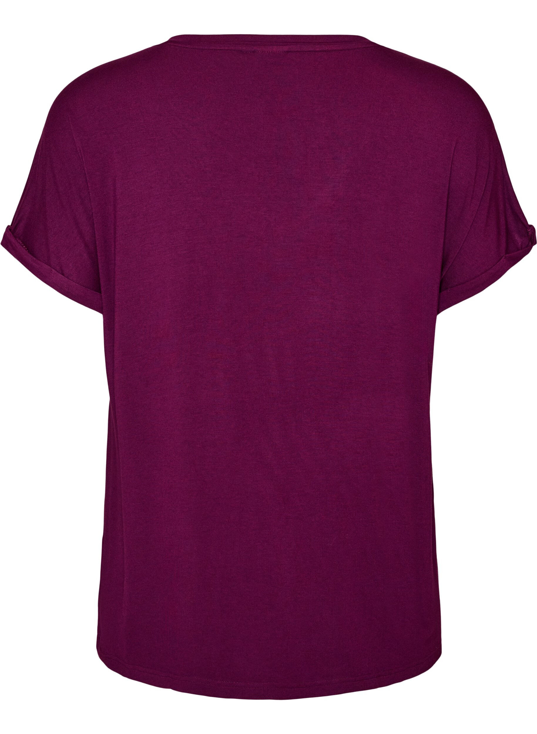 ZizziBasic T-shirt met V-hals van viscose, Paars, Packshot image number 1