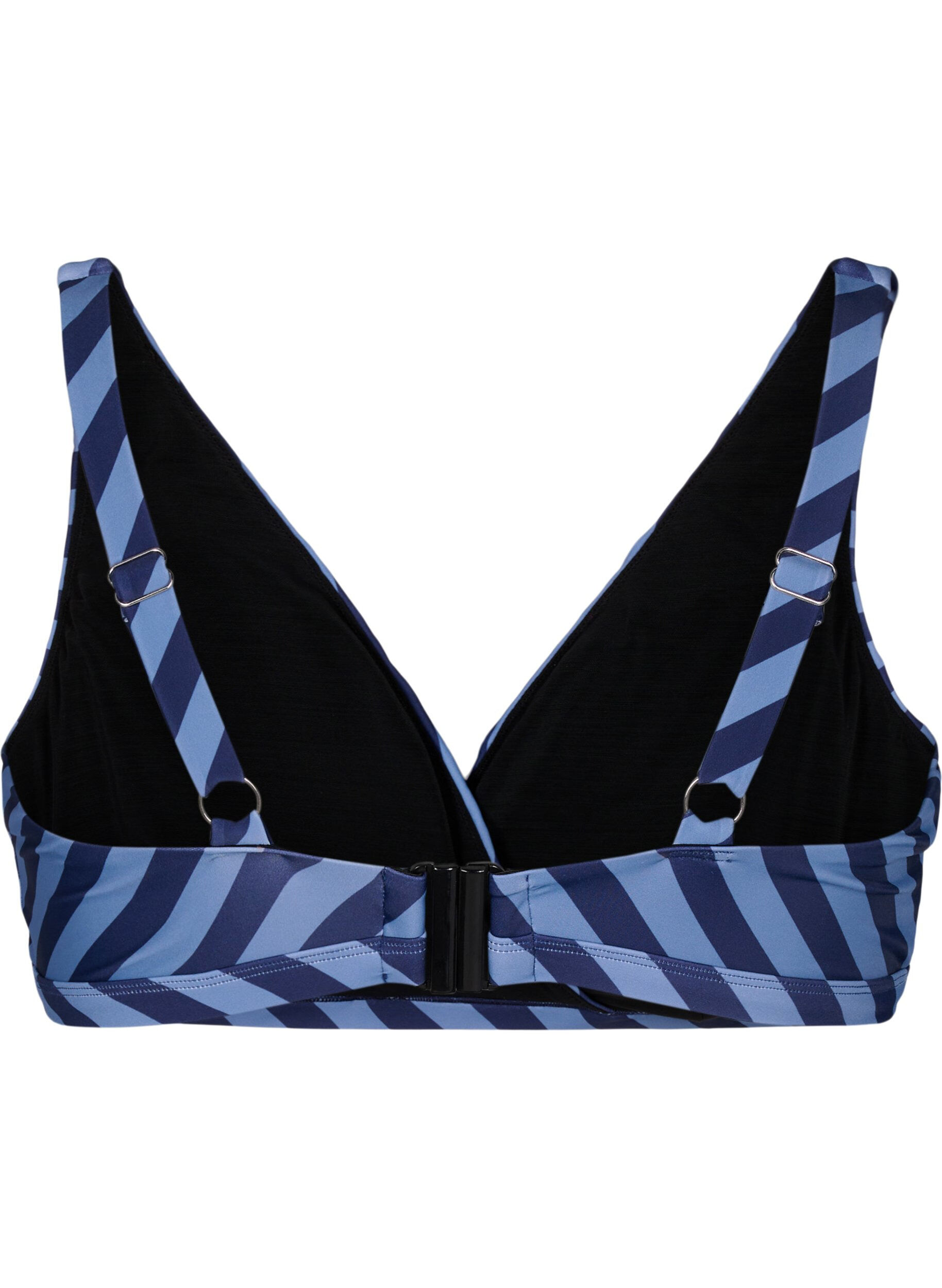 Zizzi Driehoekige bikinitop met strepen en een wikkel detail, Blauw, Packshot image number 1