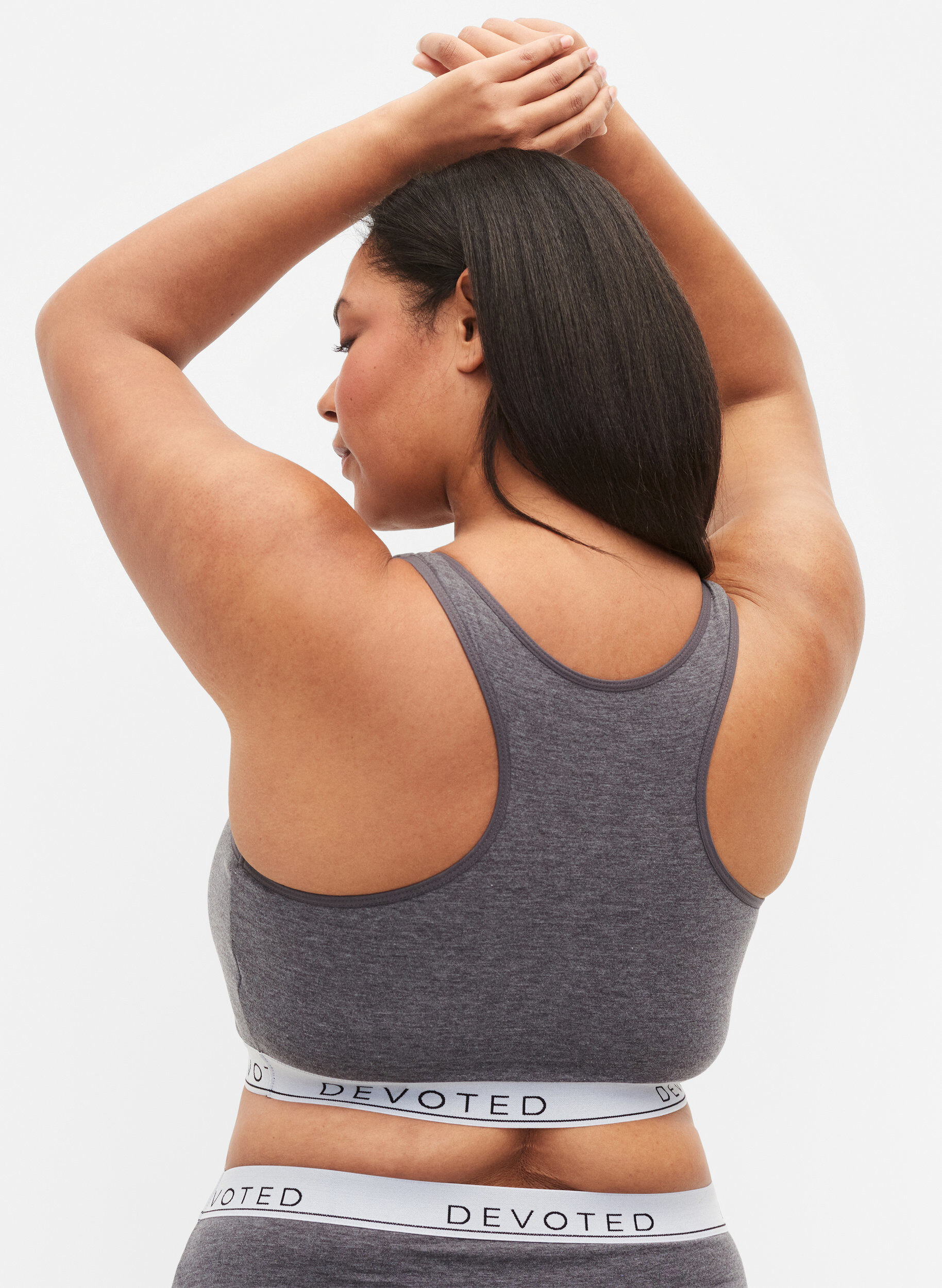 Zizzi Gem&ecirc;leerde bh met ronde hals, Medium Grey Melange, Model image number 1