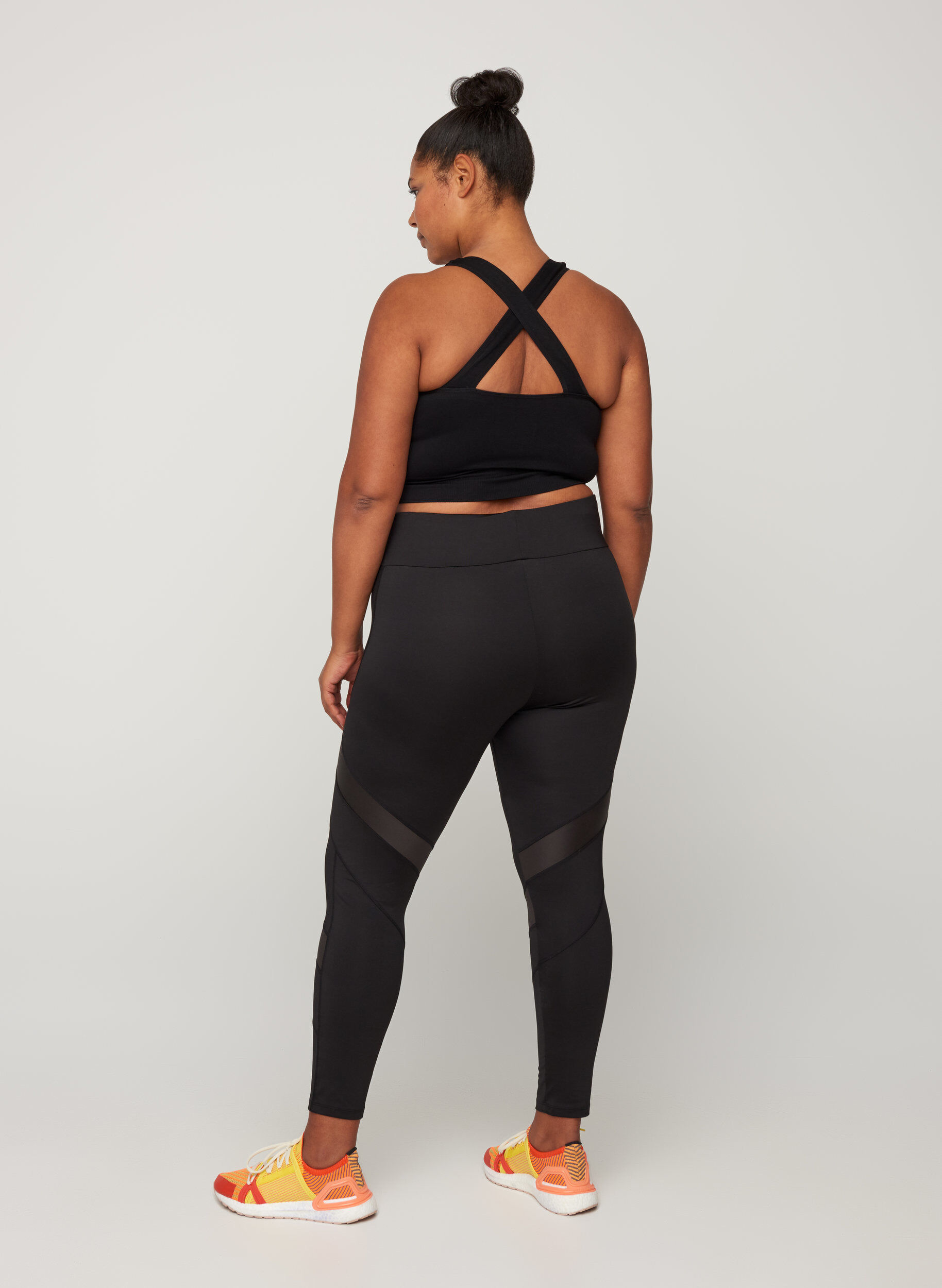 Zizzi Cropped sportlegging met mesh, Black, Model image number 0