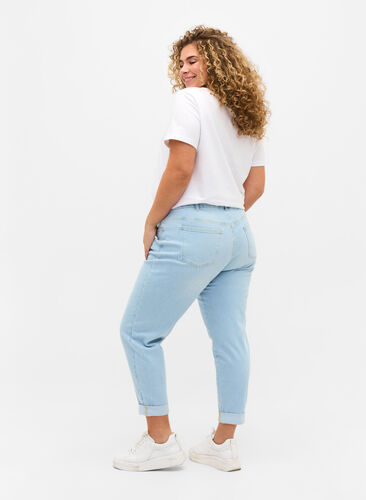 Cropped Mille jeans met borduursel, Light blue denim, Model image number 1