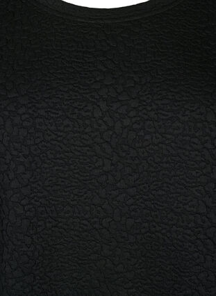Jurk met textuur en 3/4 mouwen, Black, Packshot image number 2