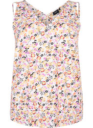 Gebloemde top met V-hals, Off White Flower AOP