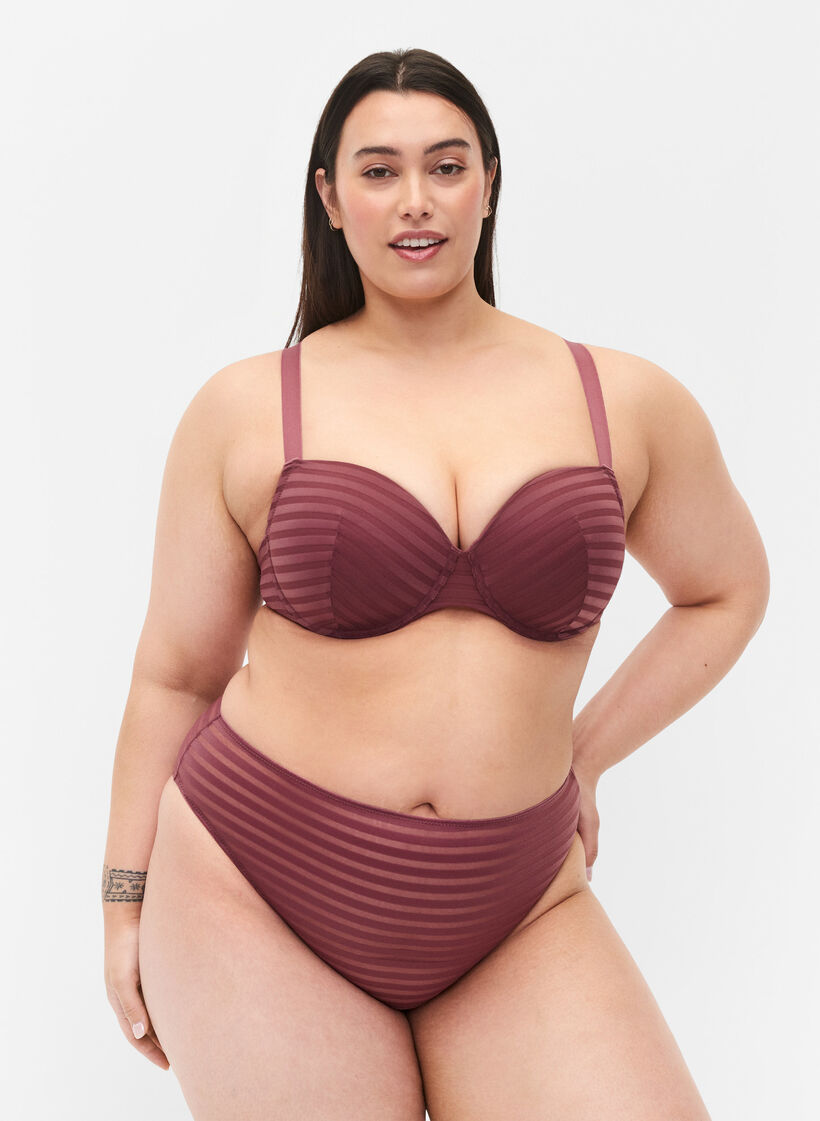 Gestreepte tai slip met normale taille, Nocturne ASS, Model image number 0