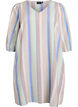 Korte jurk in linnen en viscose met 3/4 mouwen, Blauw, Packshot image number 0