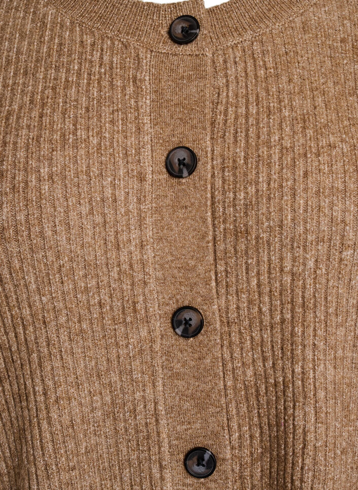 Vest van ribtricot met knopen, Bruin, Packshot image number 2
