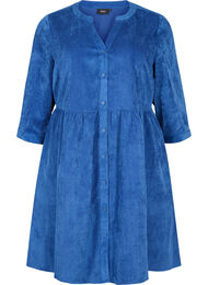 Fluwelen jurk met 3/4-mouwen en knopen, Estate Blue