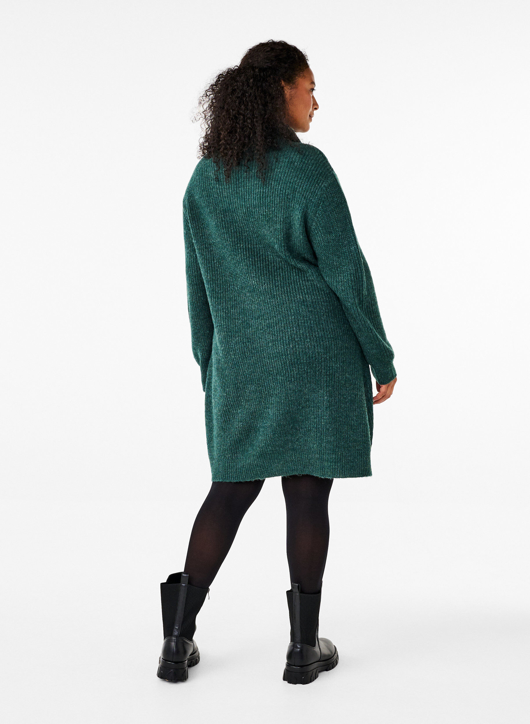 Zizzi FLASH - Gebreide jurk met hoge nek, Sea Moss Mel., Model image number 1