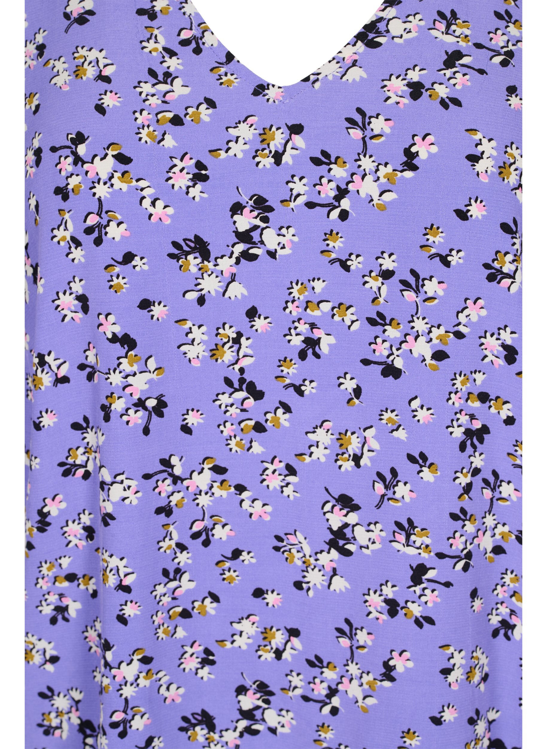 Zizzi Viscose top met bloemen en strikdetail, Lilac Flower Print, Packshot image number 2