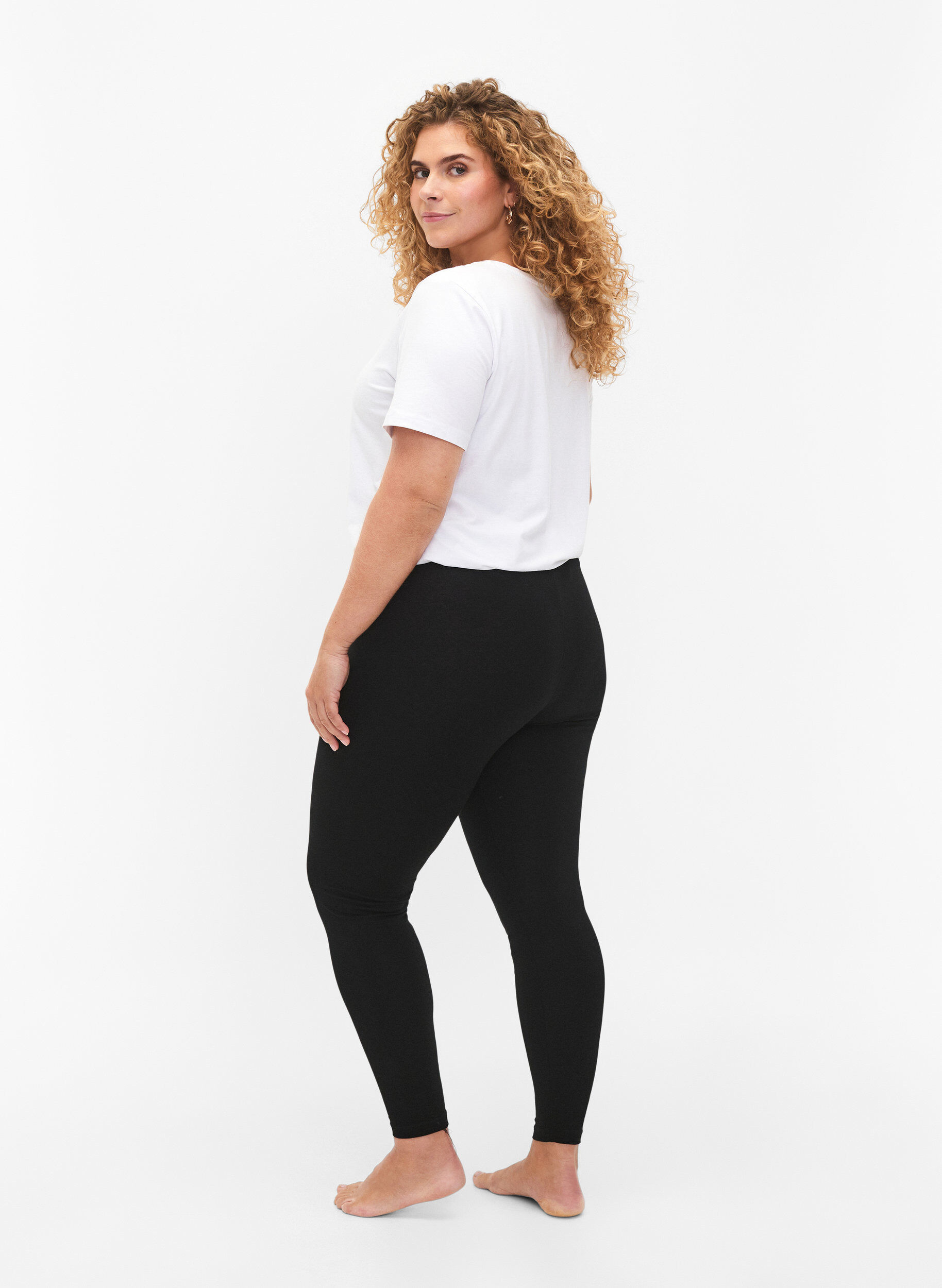 Zizzi FLASH - 2-pack katoenen leggings, Zwart, Model image number 2