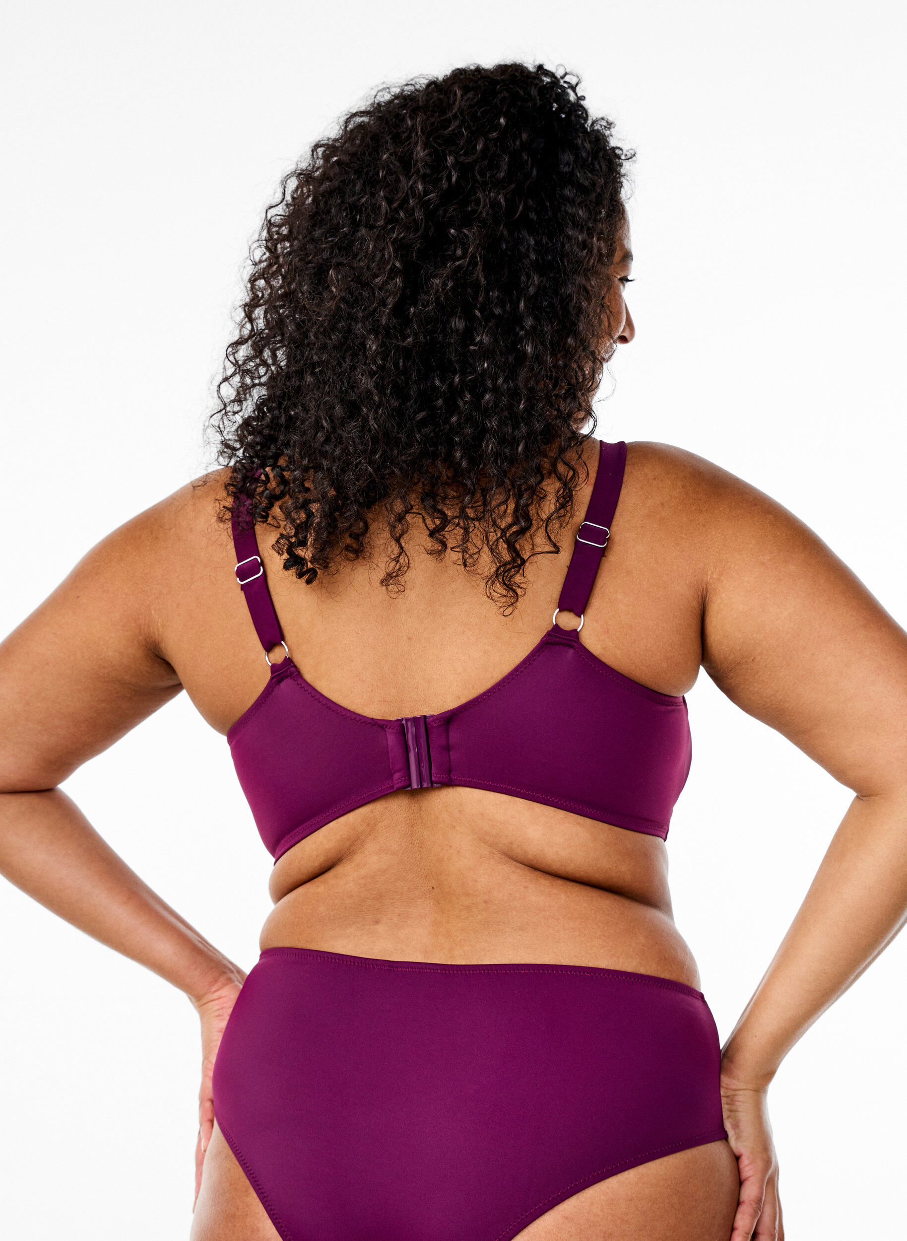 Zizzi Bikinitop met beugel en knoopdetail, Paars, Model image number 1