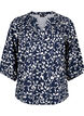 Katoenen blouse met 3/4 mouwen en print, Navy Blazer Leaf, Packshot image number 0