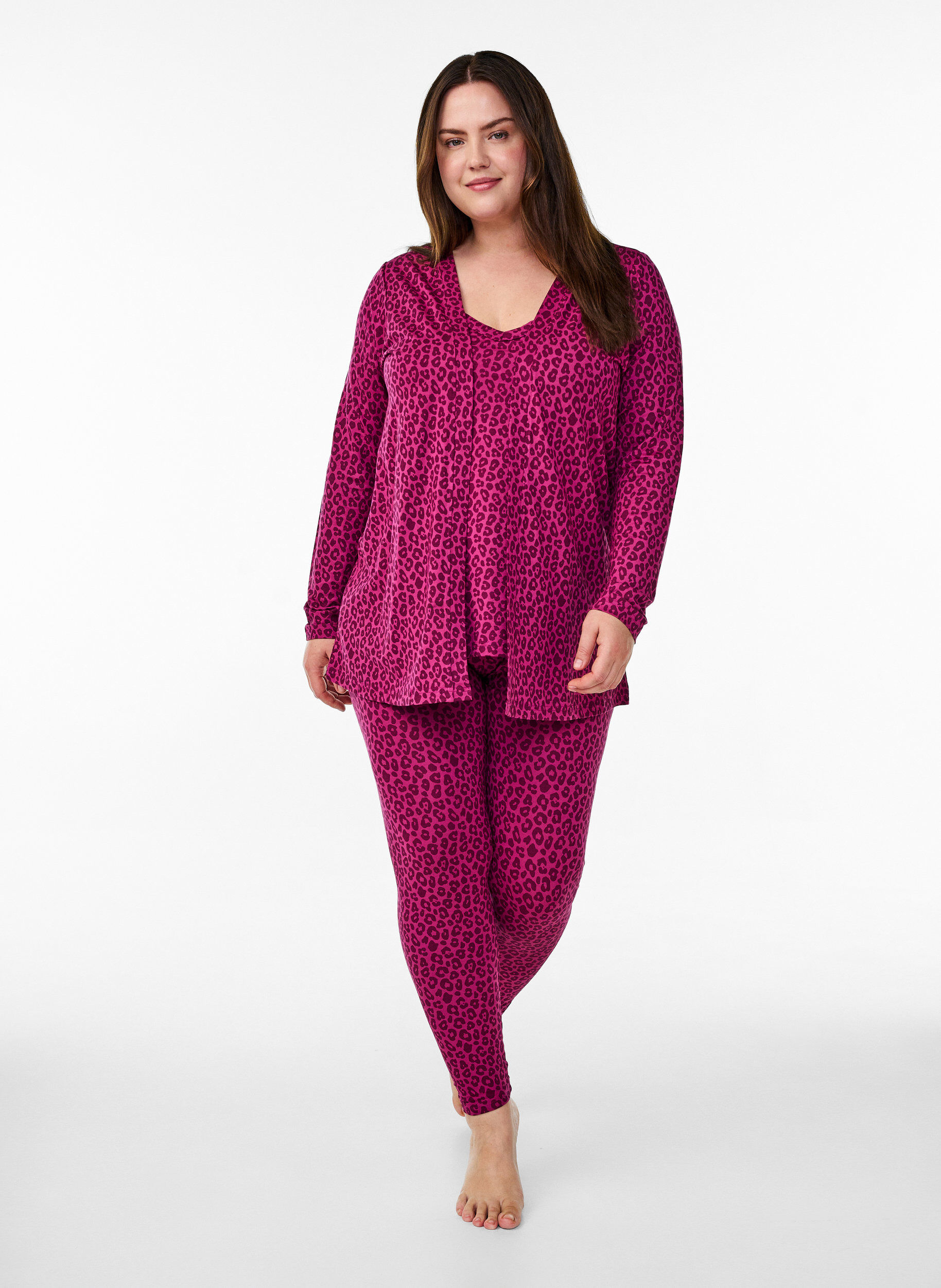 Zizzi Korte kimono in viscose, Roze, Model image number 1