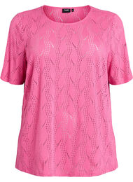 Jersey T-shirt met oogjespatroon, Roze