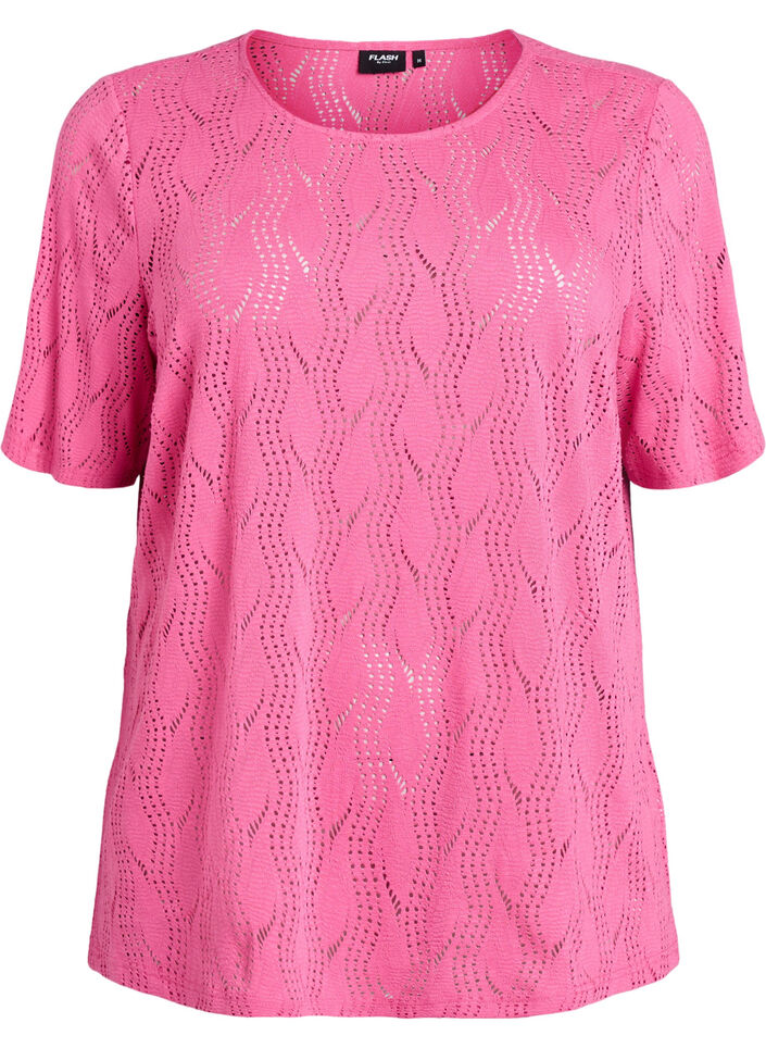 Jersey T-shirt met oogjespatroon, Roze, Packshot image number 0