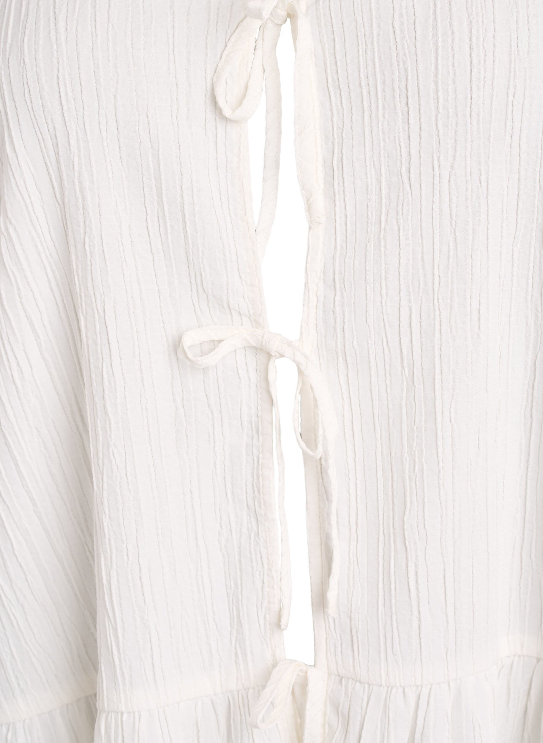 ZizziMouwloze blouse met textuur en een striksluiting, Vanille, Packshot image number 2