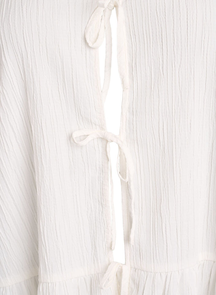 Mouwloze blouse met textuur en een striksluiting, Vanille, Packshot image number 2
